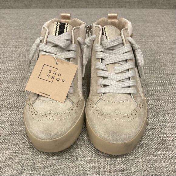 NEW Shu Shop Paulina Kids Sneakers Taupe Croco Brand New in Box Size 13 - Picture 2 of 6